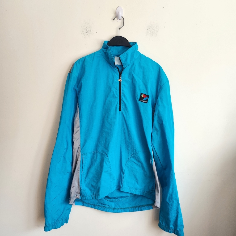 Vintage 90s Bellwether Nylon Windbreaker quarter Zip Top. RETRO. Women.